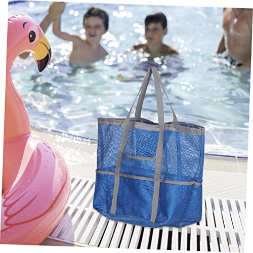 Large Mesh Beach Bag for Women Zipper Pocket Swim Tote Bag for Sand Toys Gym and Travel Waterproof Storage with Detachable Base for Outdoor Activities3