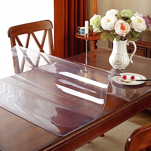 Image of OstepDecor Clear Table Cover Protector 28 x 72 Inch, 1.5mm Thick Plastic Table Cover, Dining Table Protector Pad, Waterproof & Easy Cleaning PVC Desk Mat for Dresser, Coffee & Kitchen Wooden Tabletop