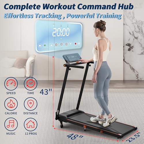 Image of Walking Pad Treadmill with Incline, 3 in 1 Under Desk Portable Folding Treadmill for Home /Office,3.0HP Small Walking Pad with Removable Desk Workstation & Handle 300 Lbs Capacity, 0.6-8.0MPH