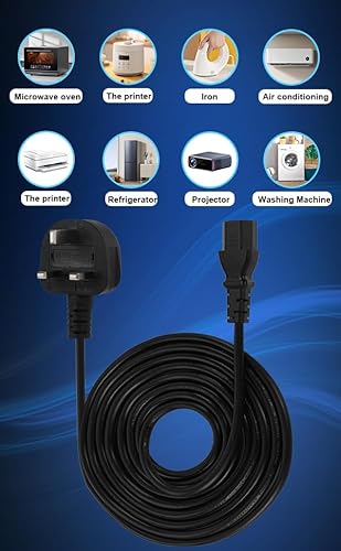 XINYUWIN Monitor Power Cable UK 3 Prong Kettle Lead IEC C13 Universal AC Power Cord Replacement, for Samsung, Dell, Sony, HP, LED LCD Smart TV and PC, Printerfor (3M/10FT) - Image 4