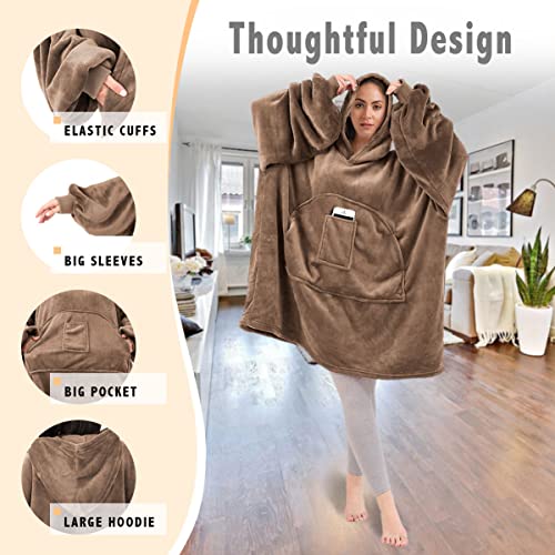 Homelex Blanket Hoodie Oversized Wearable Blankets - Softest Warmth Giant Front Pocket For Adults (Beige) #TOP2