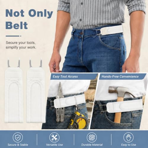 Image of GUSTAVE Buckleless Belt Hook Tactical Metal Hook Elastic Belt Unisex Buckle-Less Invisible Waist Belts for Work & Edc