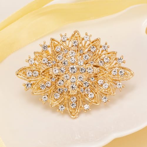 Image of Vintage Art Deco Crystal Rhinestone Brooch Pin for Women