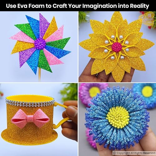 Image of Lakeer Glitter Sparkles Foam Sheet - 2 mm Thick 10 Different Color, A4