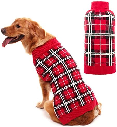 Classic Plaid Dog Sweater - Puppy Festive Winter Warm Cute Clothes