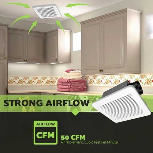 Image of Homewerks 50 CFM 1.0 Sone Bathroom Exhaust Fan, ENERGY STAR, DC Motor