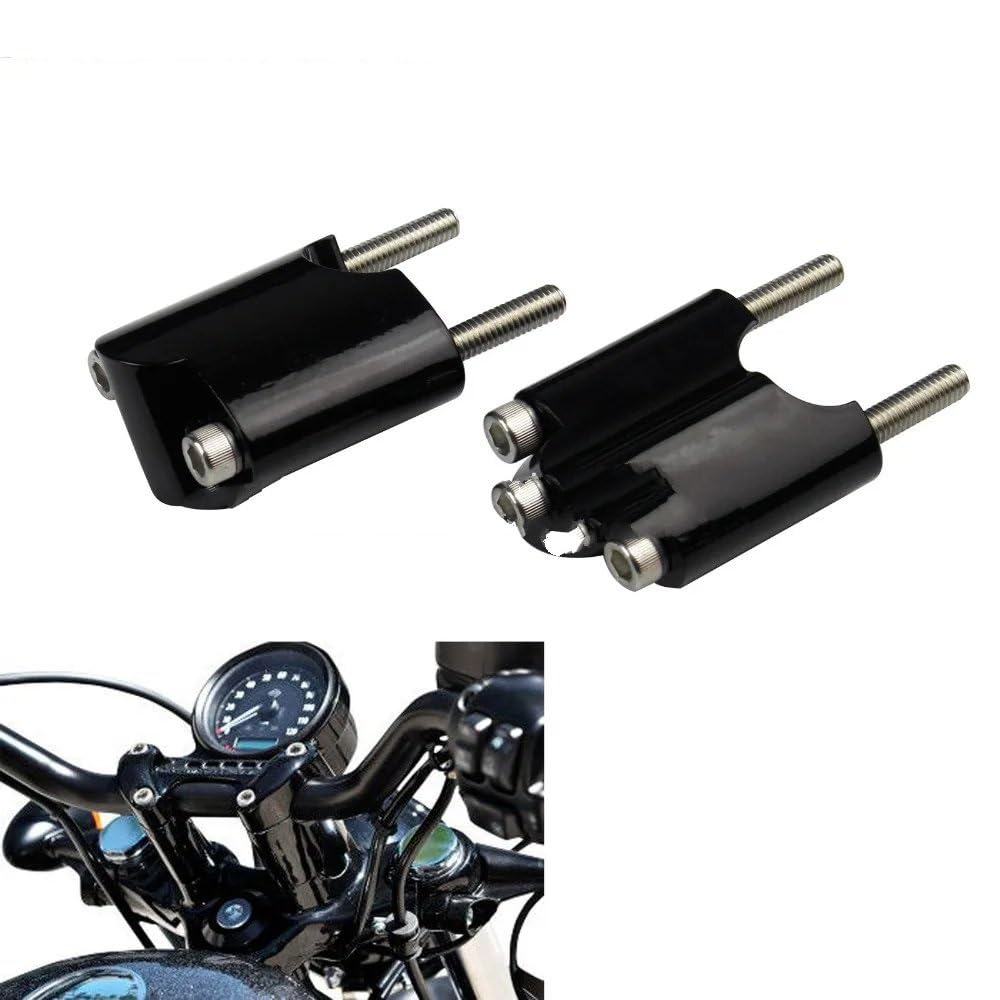 Rialzi Manubrio per Sportster XL1200 XL48 48 2010-UP 2 "Rise CNC 1" Manubrio Riser 50mm Blocco di Estensione per Montaggio su Manubrio Moto Manubrio Riser(Nero)