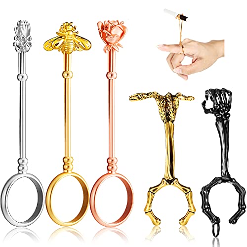 5 Pieces Cigarette Holder Ring Finger Holder Ring Elegant 5 Different Hands Shape Smoker Holder Ring for Lady and Gentleman