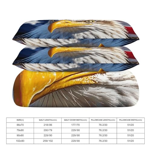 Parure de lit 3 pièces aigle à tête blanche grand lit avec fermeture éclair