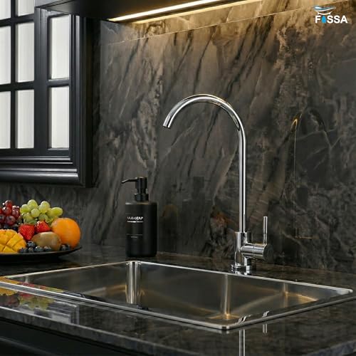 Image of Fossa RO Tap Kitchen Water Filter Faucet | 100% Lead-Free Drinking Water Faucet | 304 Stainless Steel Body | Brushed Nickel | Wall Mount Kitchen RO Tap (Chrome Finish)