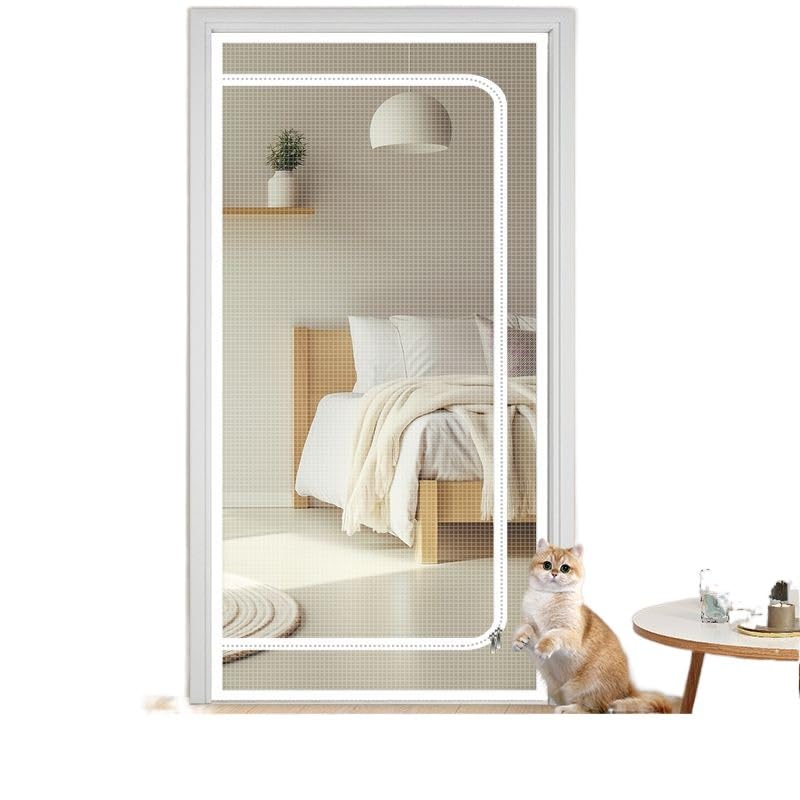 Katzennetz für Balkon mit Reißverschluss, Haustiere Bildschirm Tür, verhindern, Katzen aus Laufen, Katze Mesh Tür Bildschirm für Wohnzimmer, Schlafzimmer, Küche 90 x 210 cm (weiß-90X210CM-A)