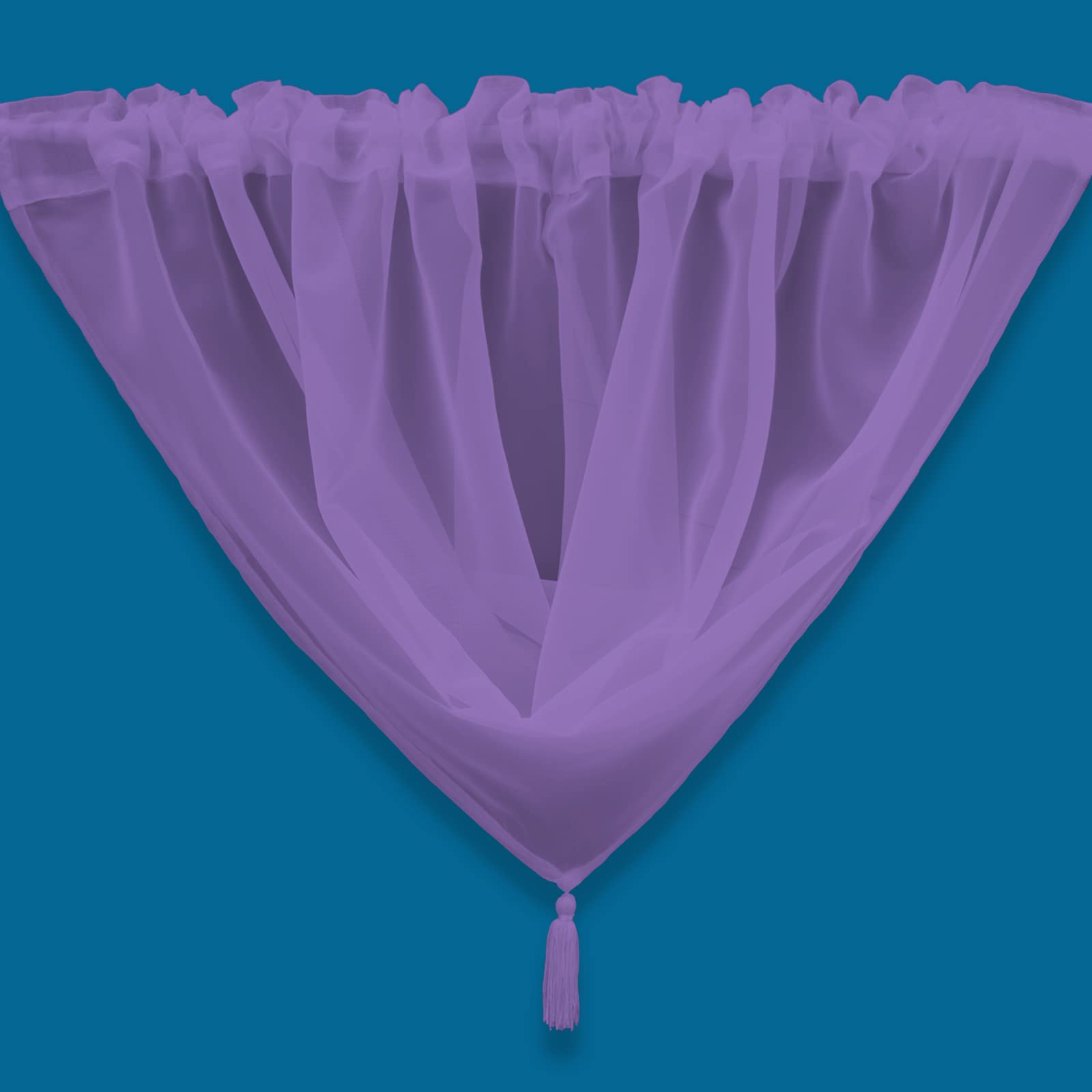 Netcurtainsuk Orchid Plain Tasseled Voile Swags Net Curtains Voile Swag Valance Pelmet (Orchid)