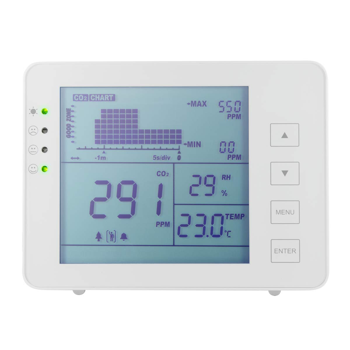 LogiLink SC0115 CO2-Messgerät Ampel 5000 ppm Bereich Alarm Temperatur Luftfeuchtigkeitsanzeige weiß