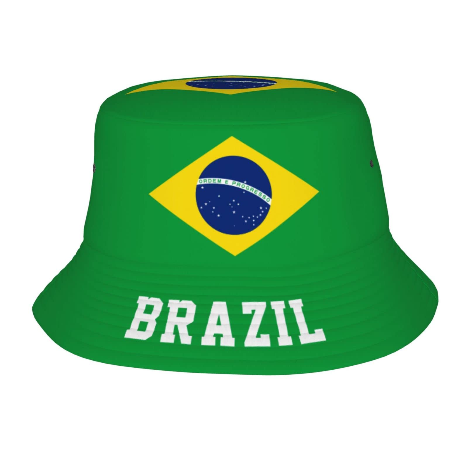 FAGIUCHI Brazil Flag Cool Brazilian Bucket Hat Fisherman Hats Outdoor Summer Travel Hiking Beach Cap Black