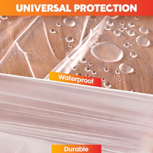 LLPT Abdeckfolie Klebeband mit Folie 2 Rollen 140cm(ungefaltet)x 20m Orange – Ansicht 6