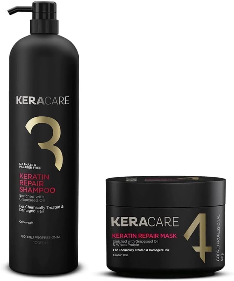 Godrej Professional Keracare Keratin Repair Shampoo 1000ML & Repair Mask 500GM (Combo)