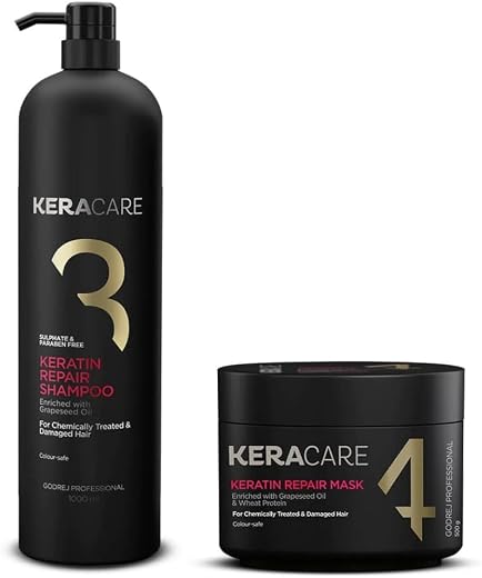 Godrej Professional Keracare Keratin Repair Shampoo 1000ML & Repair Mask 500GM (Combo)