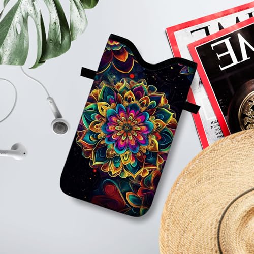 Image of Neoprene Cell Phone Sleeve Pouch Case Bag with Crossbody Strap Neck Lanyard for Women 7.1 X 3.9 in Floral