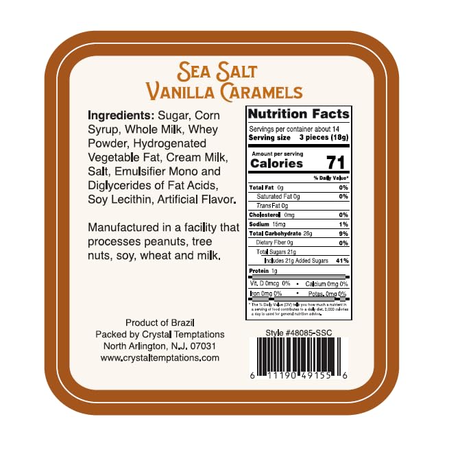 Miniatura 2 de The Snackery Caramelos de sal marina de vainilla en frasco de leche lindo 925 onzas ricas y cremosas caramelos gourmet envueltos individualmente