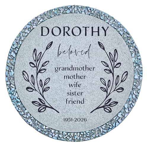 Let's Make Memories Personalized Memorial Garden Stone - Sympathy - Loss of Loved One - Grave Marker - Condolences - Indoor/Outdoor - Durable Resin - Celebration of Life - Loved by All