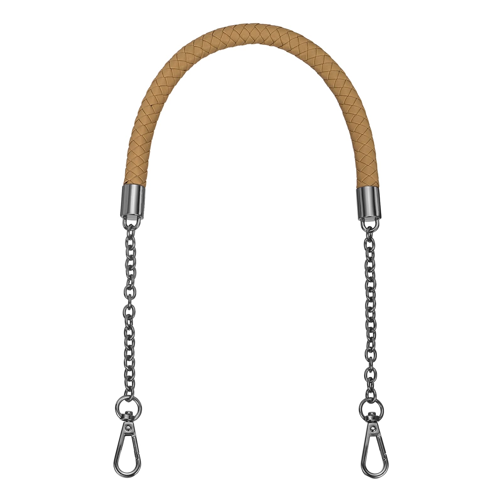 sourcing map PU Leather Chain Purse Strap, 24.4 Inch Braided Purse Handle Replacement for Handbags Underarm Bag Tote (Dark Khaki, Black Buckle)