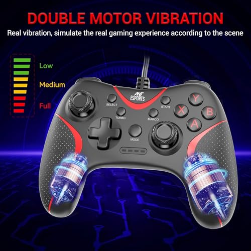 Ant Esports GPL200 Wired Gaming Controller Game Controller Joystick with Dual-Vibration Turbo and Trigger Buttons for Windows PC/ PS3/ Android TV... - Image 6
