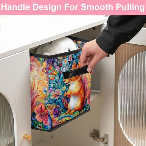 Boîte de rangement écureuil pliable et robuste avec double poignée pour optimiser vos placards - 6