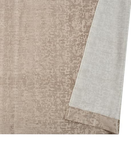 Image of Crosshatch Pastel Brown Polyester Window Curtains 5 Feet | Darkening Drapes with Eyelets | Set of 2 Panels for Living Room, Bedroom & Office