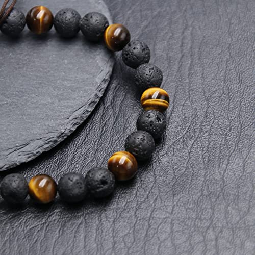 HASKARE Triple Protection Crystal Bracelets for Men, Premium Tiger Eye Bracelet Lava Healing Bracelet Fathers Day Gift, Handmade Cross Stress Relief Beads Bracelets Mens Jewelry Gift for Dad Grandpa4