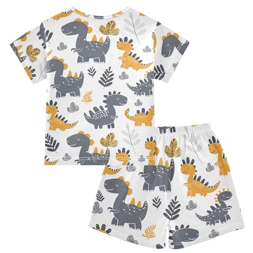 ALAZA Cute Dinosaur Pajamas Short Sleeve 2 Piece Sleepwear Top and Bottom Pajama Set Unisex2