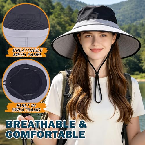 Image of Wide Brim Sun Bucket Hat, Waterproof Boonie Hat for Men & Women | UPF 50+ UV Protection, Adjustable Fit, Chin Strap & Sweatband, Foldable Durable for Fishing Hiking Garden Beach