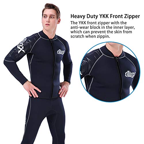 image for FINDSLINX Wetsuit top Jacket 3mm Neoprene Front Zipper Long Sleeve Div