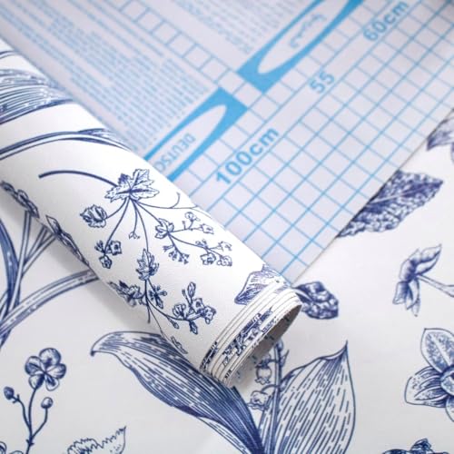 Image of Peel and Stick Vintage Flowers Leaves Birds Pattern Design Wallpaper | Waterproof Removable Wallpaper | Self Adhesive Wallpaper for Bedroom Living Room Home & Kitchen |16.5X87Inch
