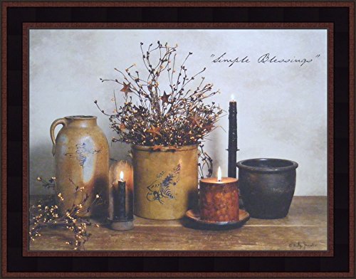 Simple Blessings by Billy Jacobs 15x19 Crocks Candles Stoneware Country Primitive Folk Art Photography Framed Print Picture