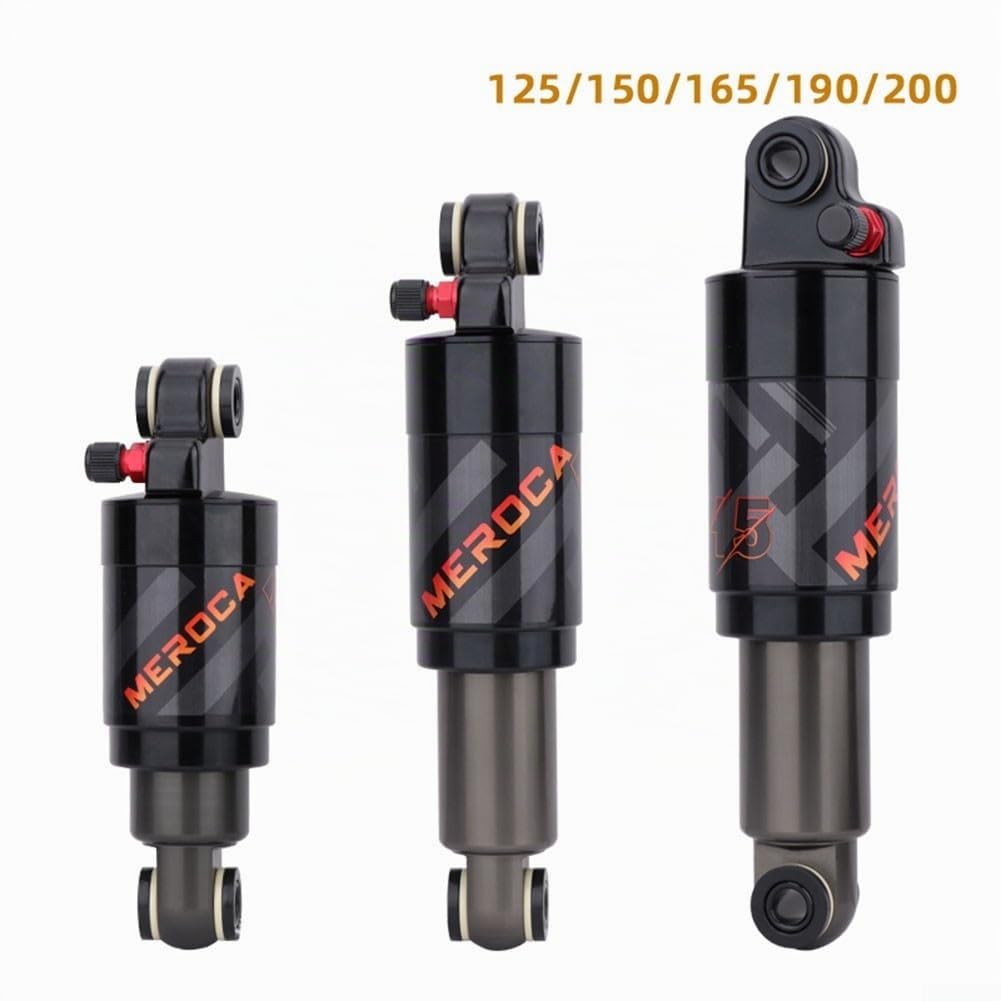 EasyByMall Amortisseur arrière pour vélo de montagne avec verrouillage 125/150/165/190/200 mm, pour VTT, vélo de route (165 mm), 19A248645JVRD12XRQL1X