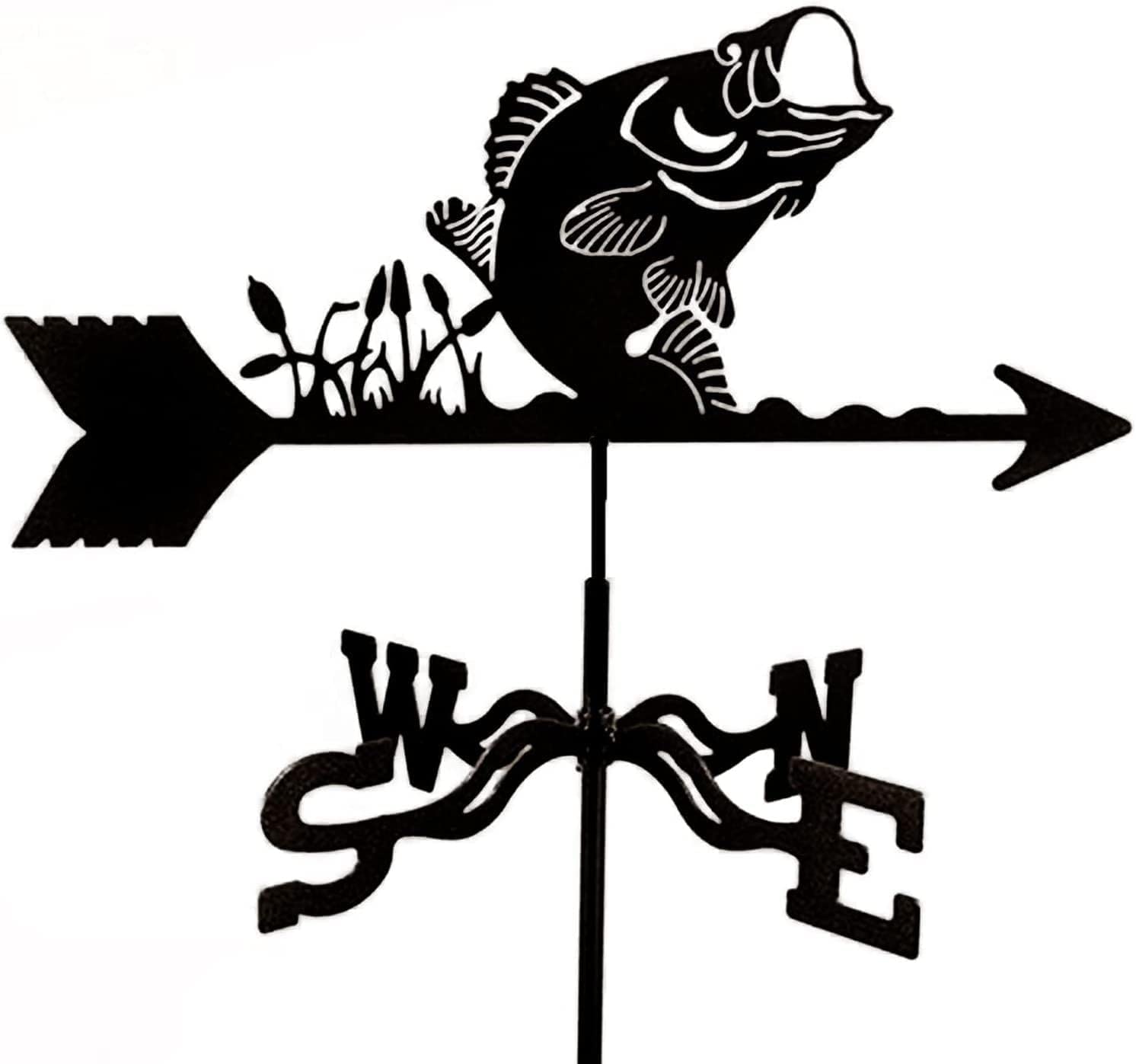 Klonwg Black Carp Weather Vane Weathervane For Garden Weather Vane Stainless Steel Creative Wind Direction Indicator Garden Stake Weathercock Wind