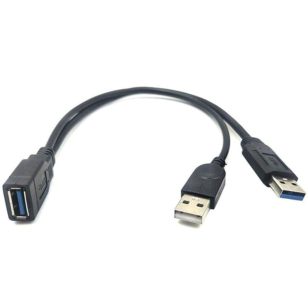 Product Deal ANRANK USB 3.0 Female to Dual USB Male Extra Power Data Extension Cord Adapter Splitter Y-Cable Black