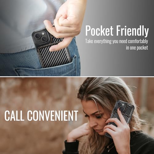 Vinich for iPhone 15 Wallet Case with Card Holder, RFID Blocking Credit Slots Kickstand Shockproof Phone Cover Fit for iPhone 15 6.1" Carbon Black by Vinich - Used condition - Image 3