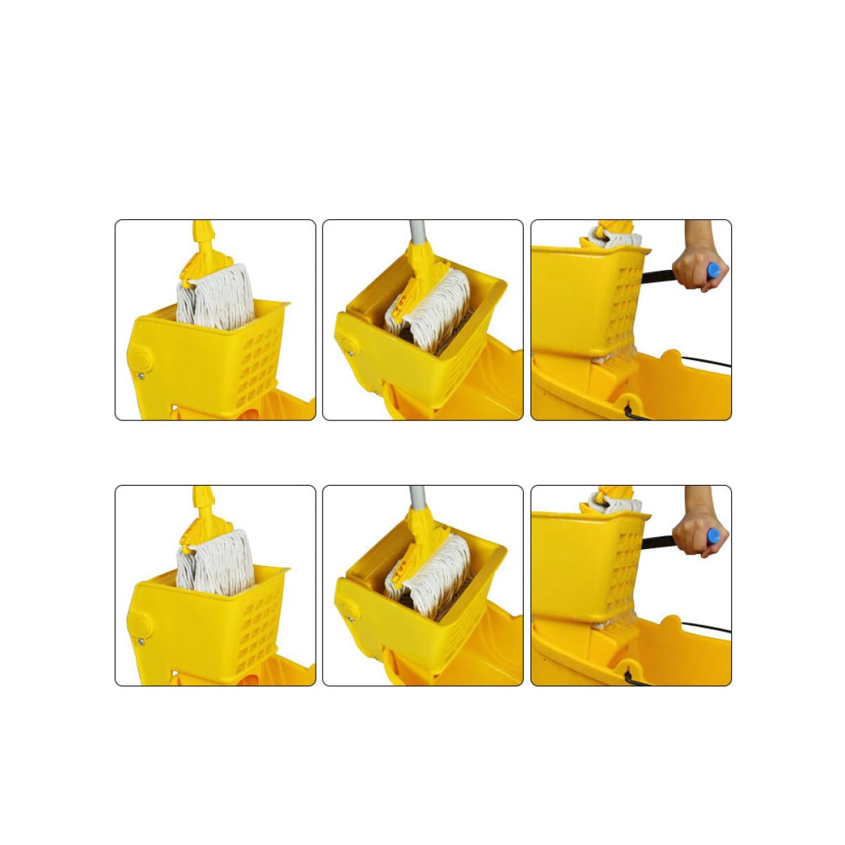 PACKOVE Seau Essoreur à Franges sur Roues 20l Presse Latérale, Chariot de Nettoyage en PP et Aluminium, Mobilité Silencieuse pour Entretien Professionnel
