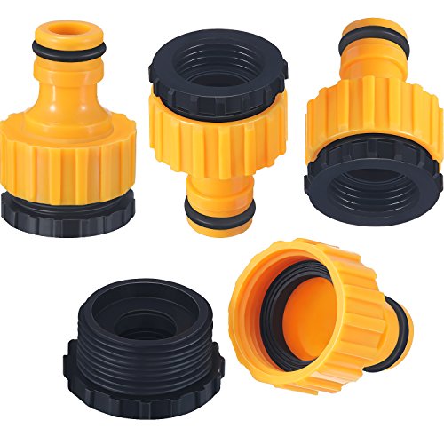 4 Pack Plastic Garden Hose Tap Connector 1/2 Inch and 3/4 Inch Size 2-in-1