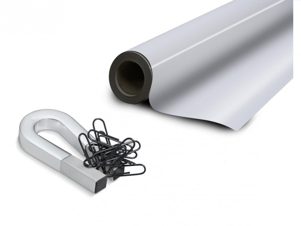 White gloss ferrous sheet with self adhesive 0,6mm x 1m x 1m - Turn any surface into a magnetically attractive surface with this self-adhesive ferrous sheet — image 1