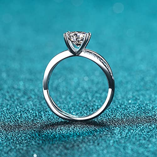 Moissanite Silver Engagement Rings for Women,D Color VVS1 Simulated Diamond 925 Sterling Silver Solitaire Rings4