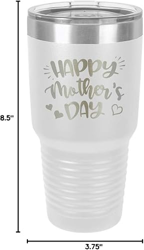 Miniatura 9 de Happy Mother Day White 30 oz Vaso de bebida con pajita Taza de viaje grabada con láser con citas divertidas Comparar con Yeti Rambler Idea de