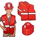 Tigerdoe Fireman Party Hats - Firefighter Hats and Vests - Fireman Themed Party - Fireman Birthday Party Supplies (8 Fireman Hats & 8 Fireman Vests)