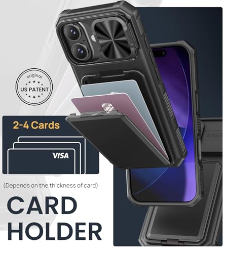 Image of SSLOTSCASE for iPhone 17 Case with 2X Screen Protector & Stand, Black