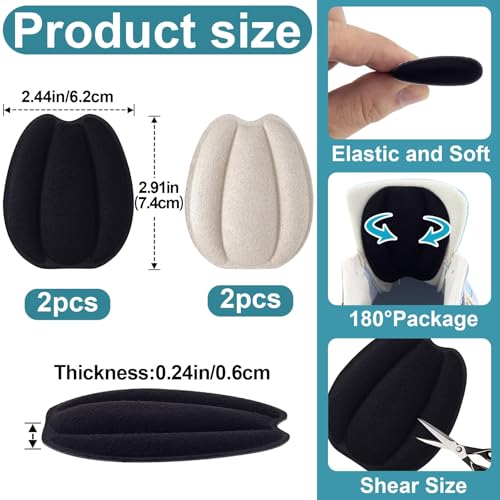 Image of Adullpony Non-Slip Tongue Pads - Shoe Fillers for Too Big Shoes Women & Men - 4 Pairs Heel Grips Inserts for Boots, High Heels, Sneakers
