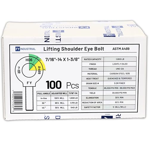 Image of Bulk of 100 Pcs Lifting Shoulder Eye Bolts 7 /16 inch-14 X 1-3 /8 inch