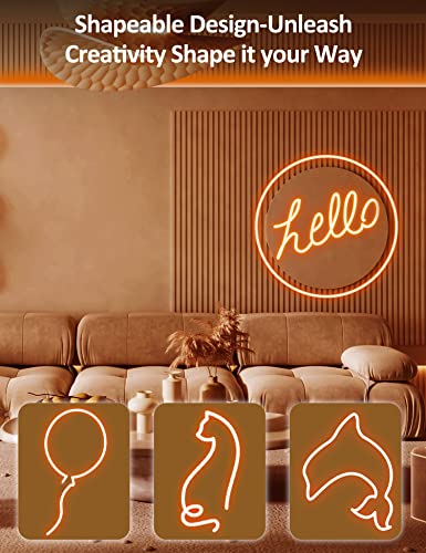 Orahon Orange Neon Led Strip Light 16.4Ft/5M 12V Dc 600 Smd2835 Waterproof Flexible Led Neon Rope Light For Indoor Outdoor Home Decoration With Power Adapter #TOP3