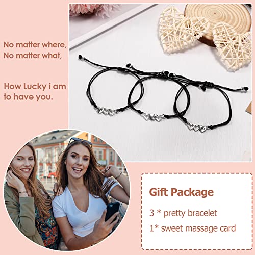 Adjustable size and beautiful bracelet,best friend gift for women(Silver Heart for 3)3