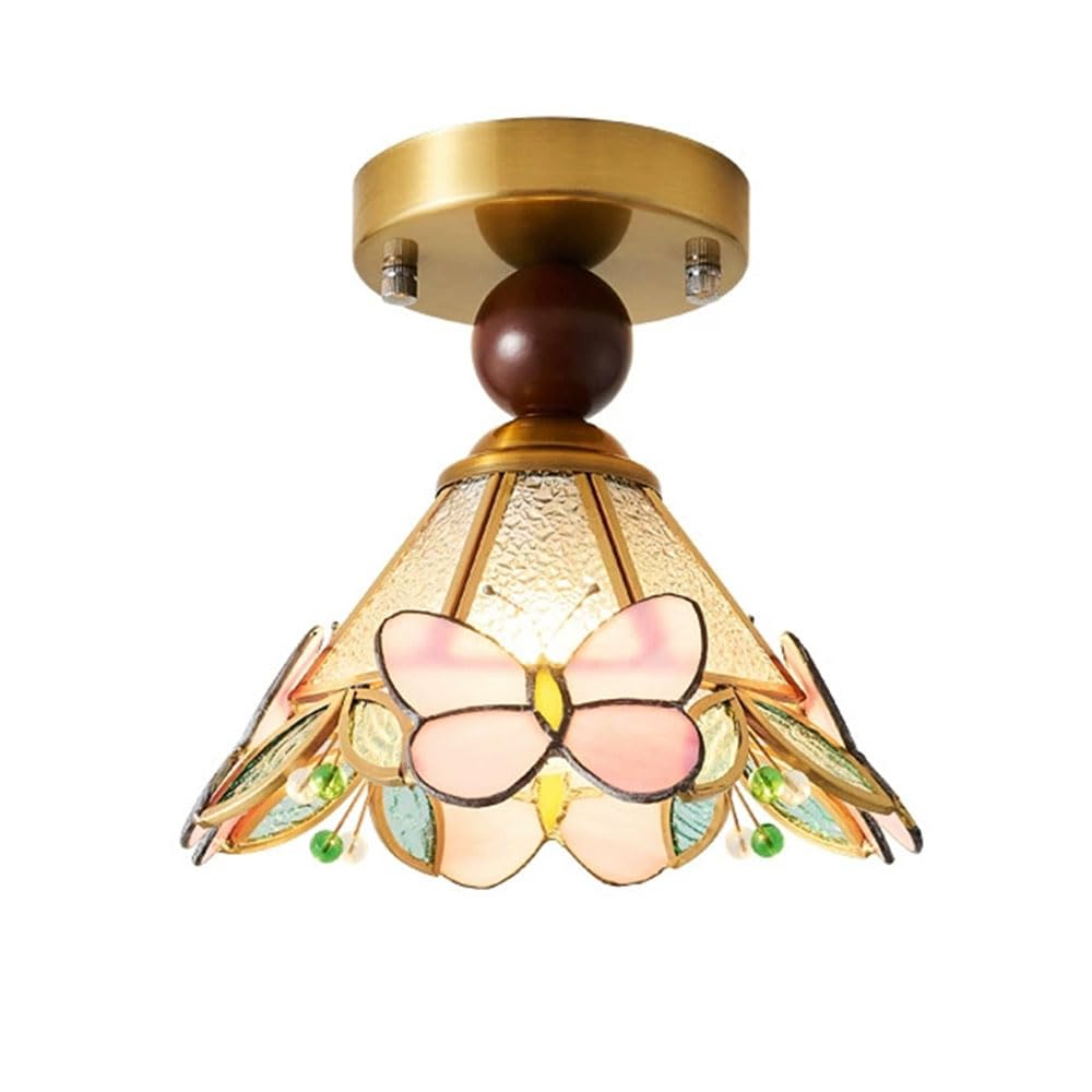YGZPALH French Vintage Glass Ceiling Light - Small 8.2'' Schoolhouse Flush Mount Lighting Fixtures - Modern Art Decor Entryway Gold Ceiling Lamp Fixtures for Bedroom Kitchen Laundry Hallway Foyer